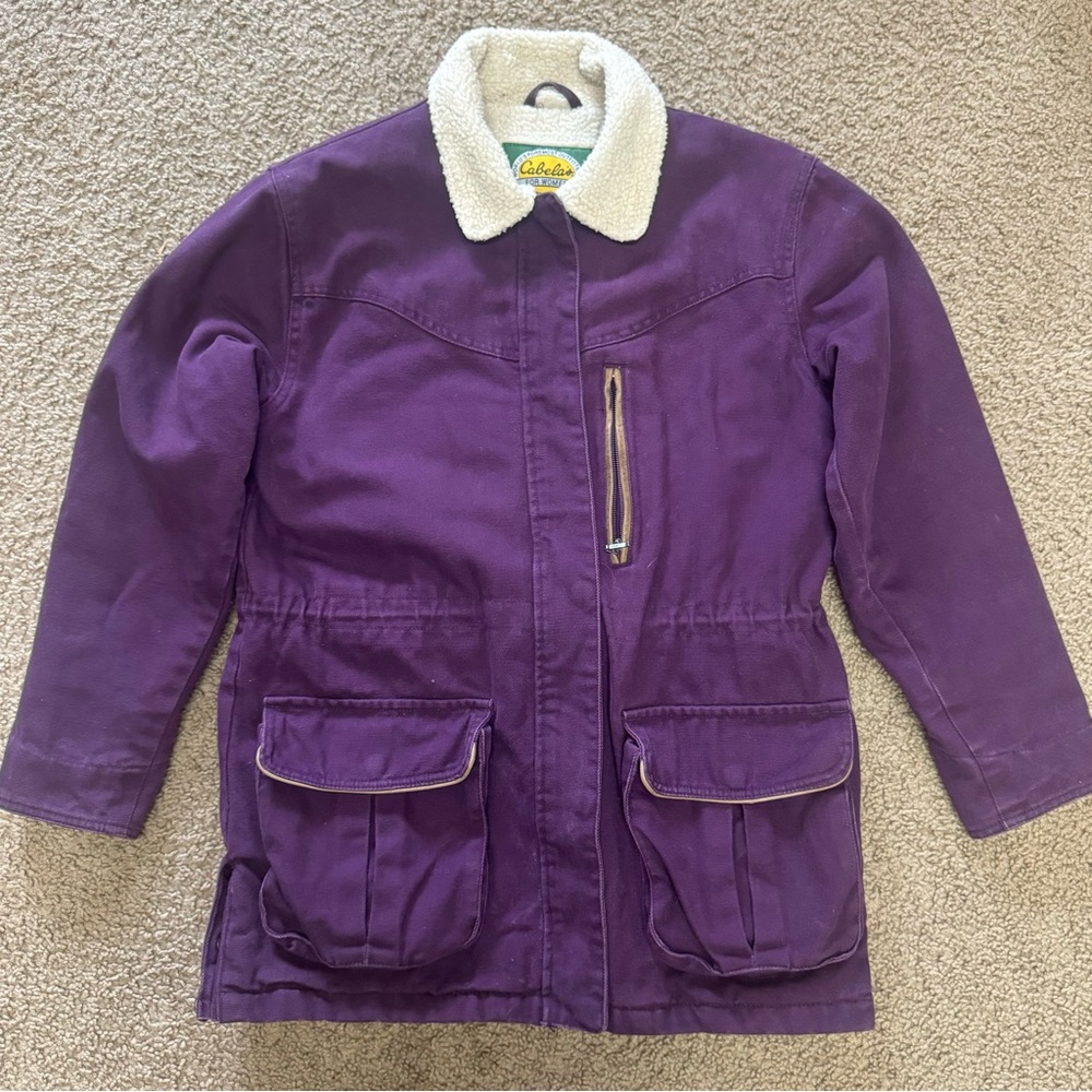 Cabela's Workwear Jacket Women’s S Barn Coat Chore Purple Sherpa Lined